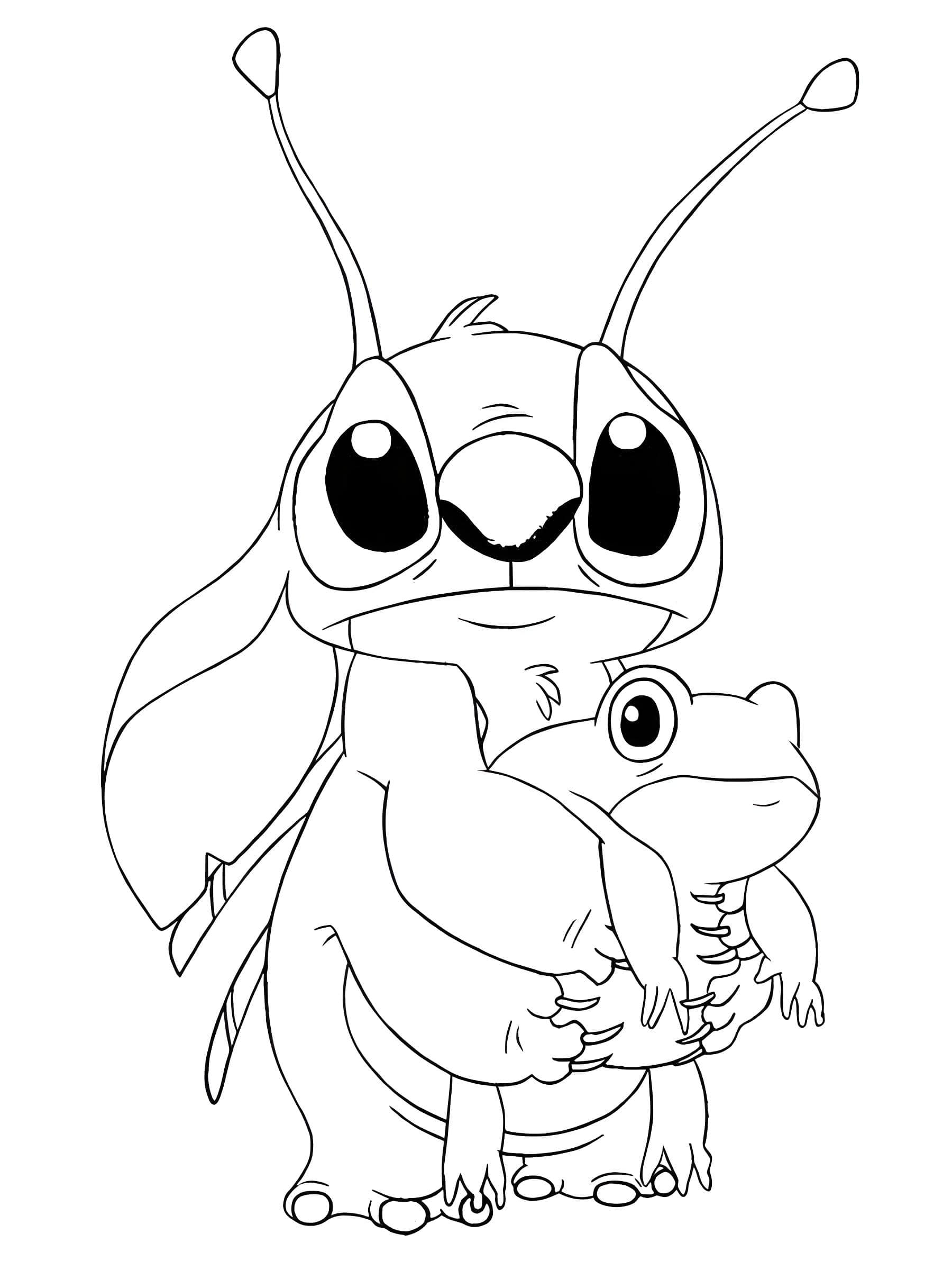 Fargeleggingsbilde: Fargeleggingsbilde Angel fra Lilo og Stitch med frosk
