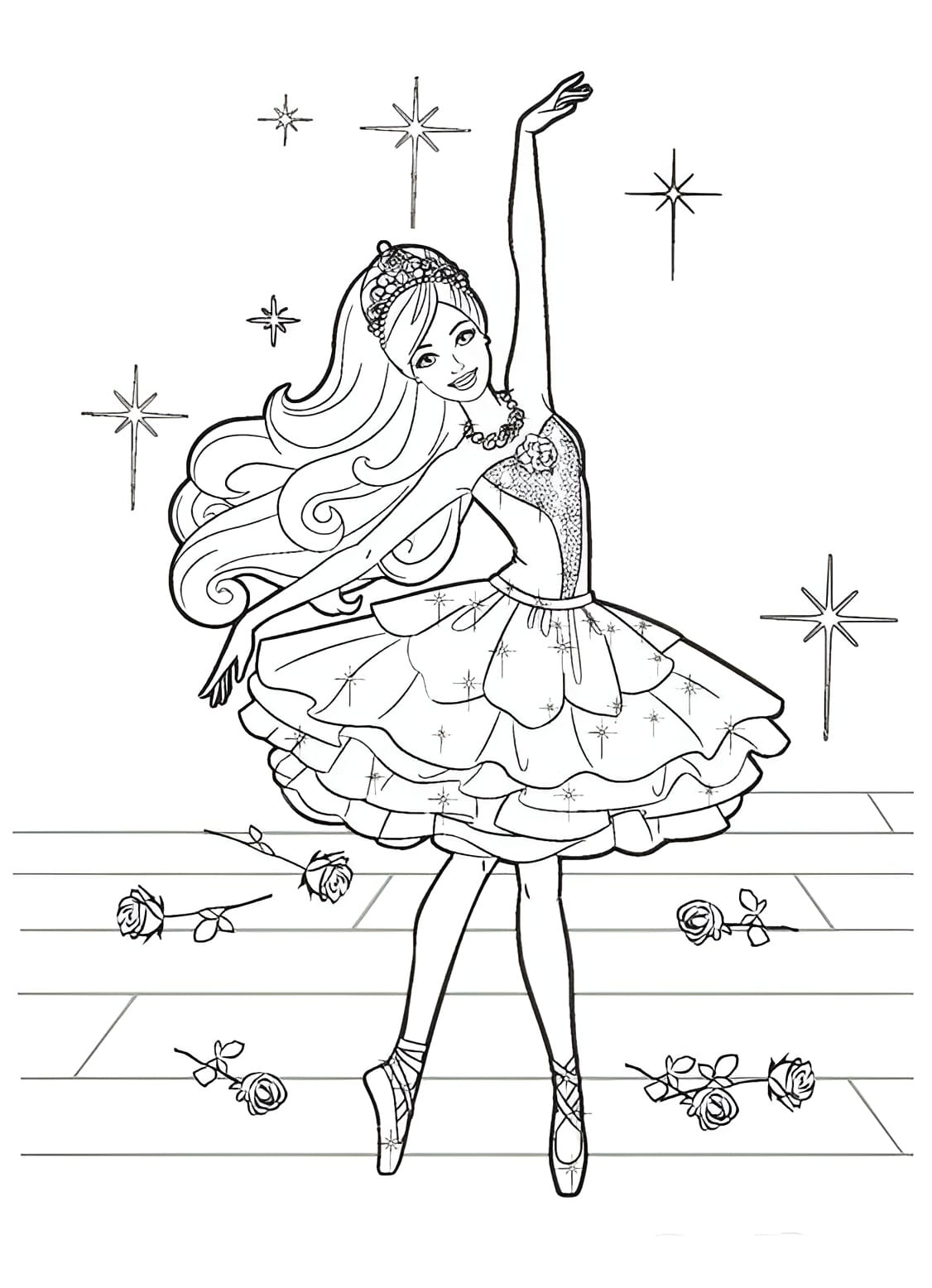 Fargeleggingsbilde Barbie ballerina
