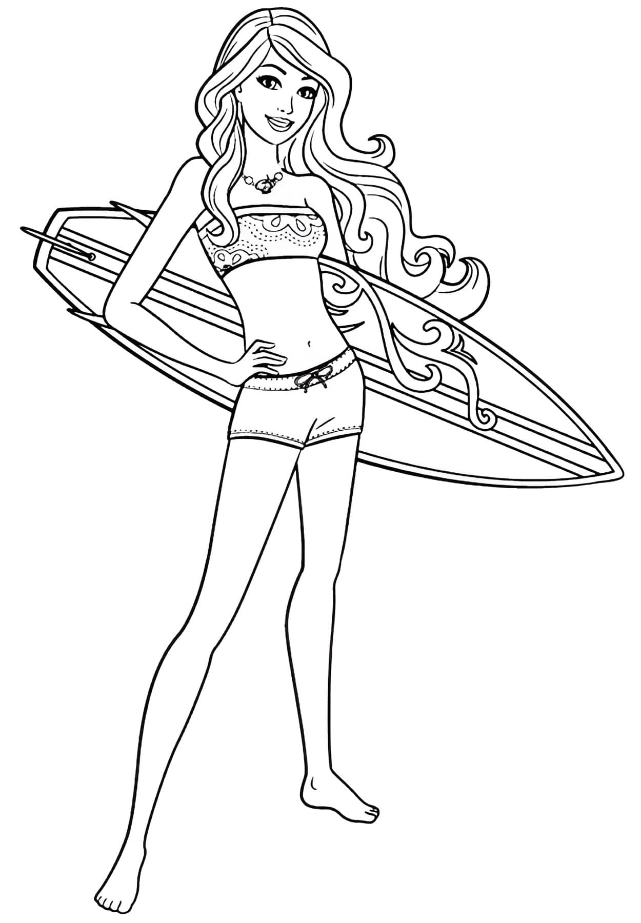 Fargeleggingsbilde: Fargeleggingsbilde Barbie surfer