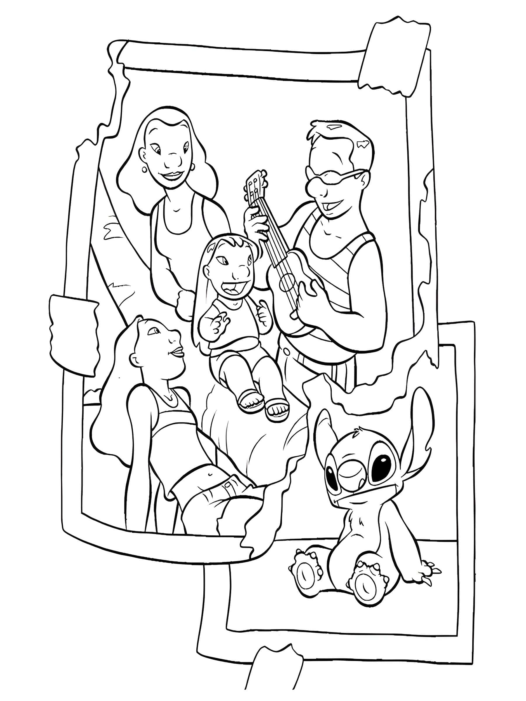 Fargeleggingsbilde Lilo og familie