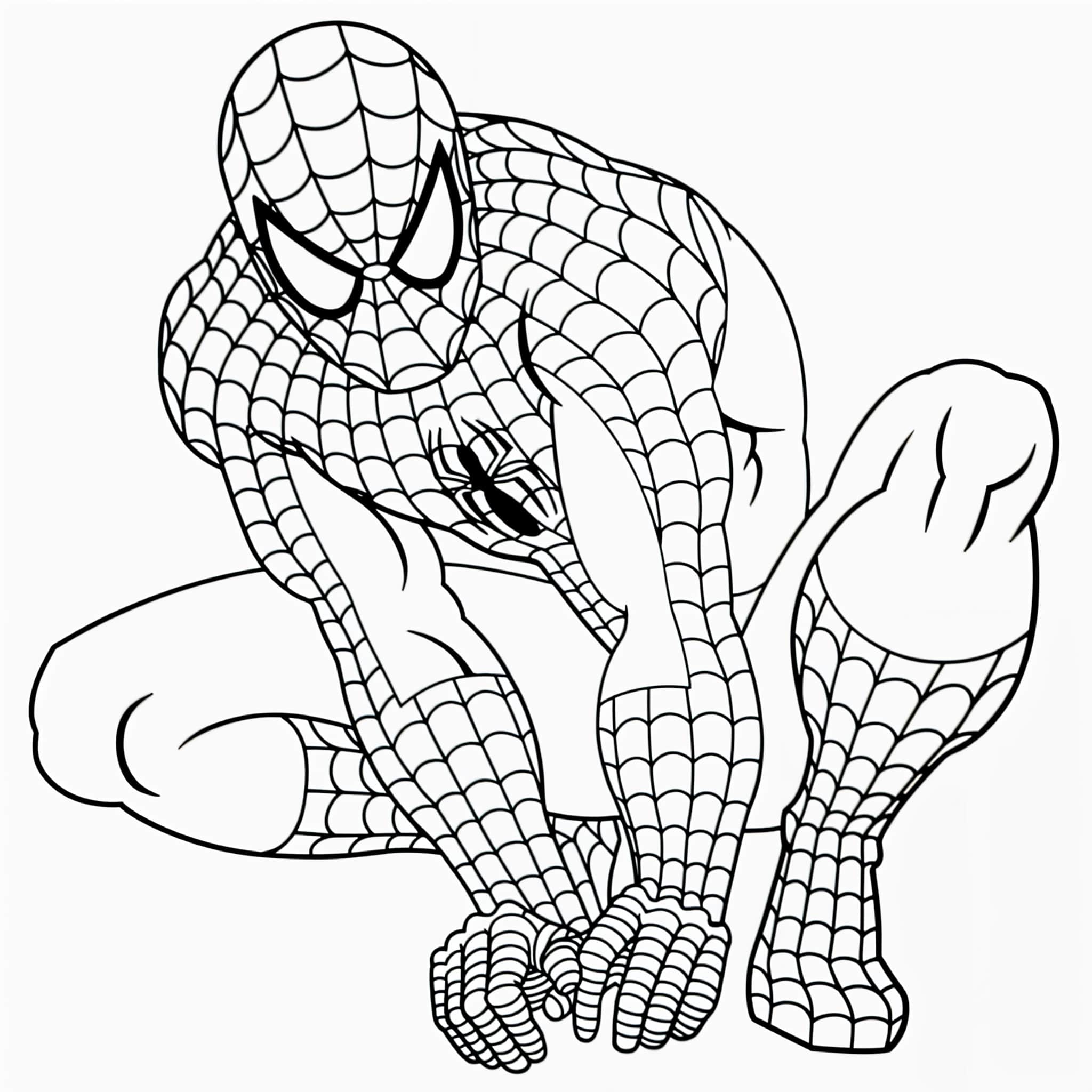 Fargeleggingsbilde Spiderman hukende