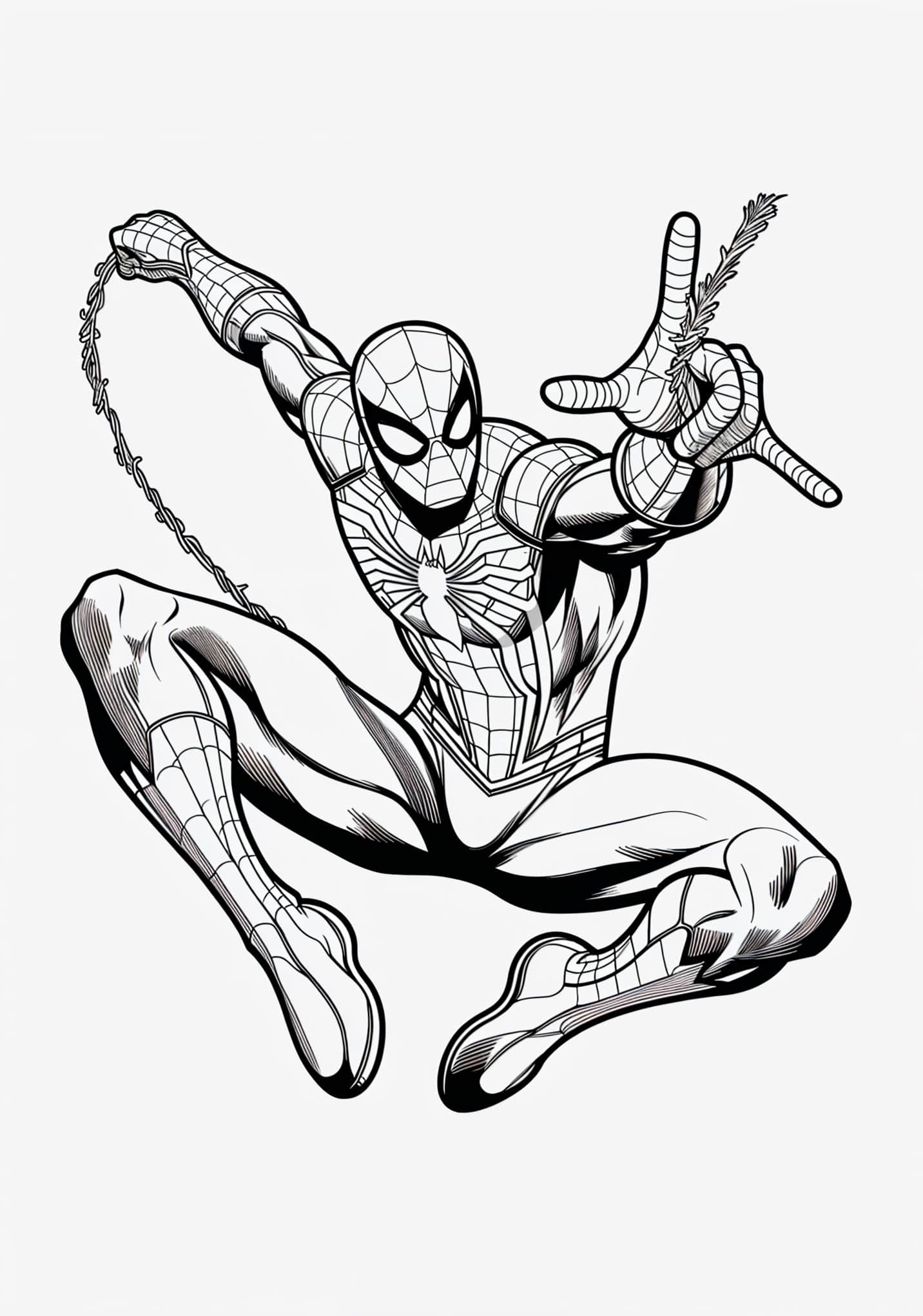 Fargeleggingsbilde: Fargeleggingsbilde Spiderman i luften