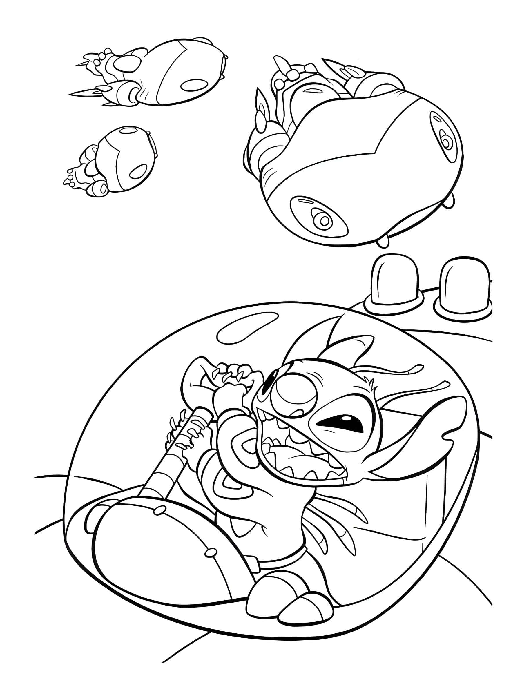 Fargeleggingsbilde: Fargeleggingsbilde Stitch kjører