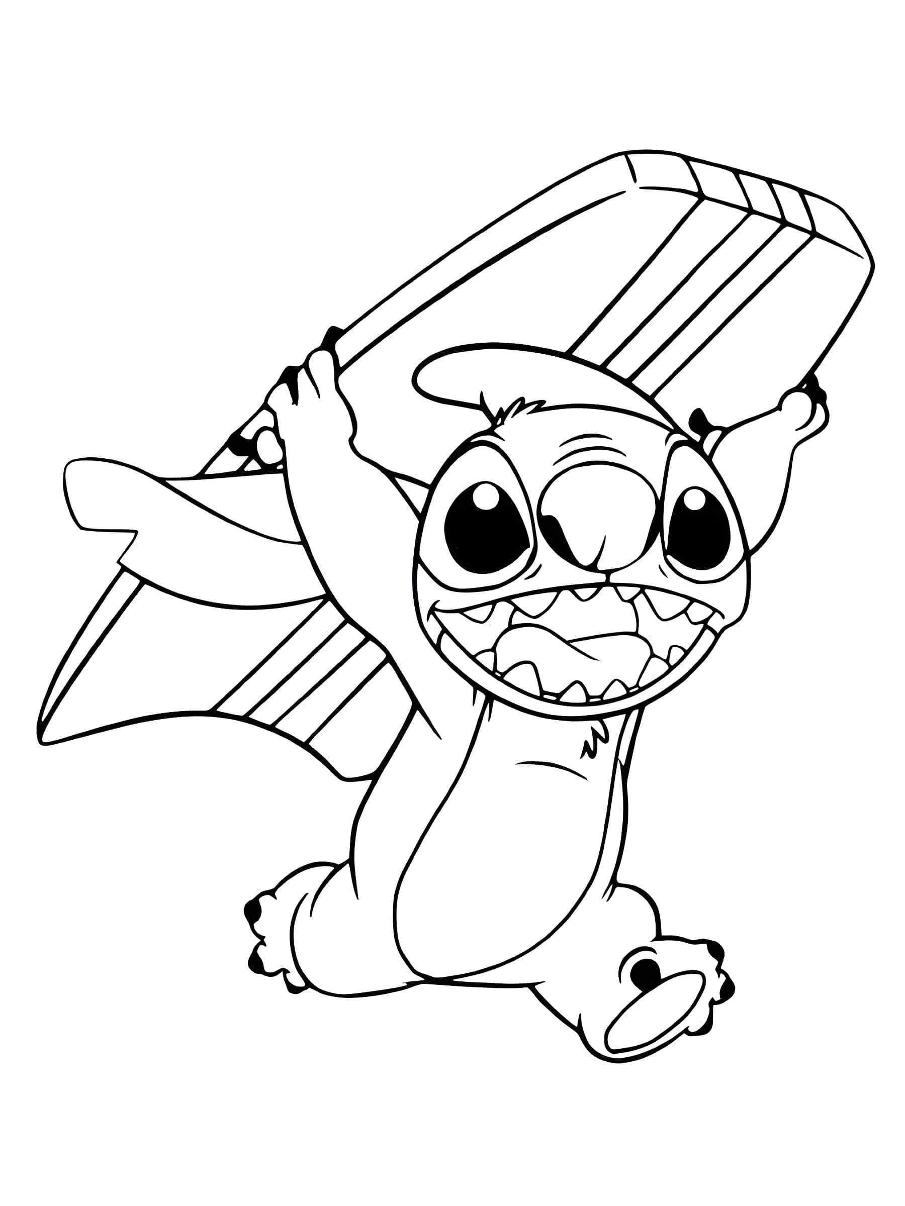 Fargeleggingsbilde: Fargeleggingsbilde Stitch med surfebrett