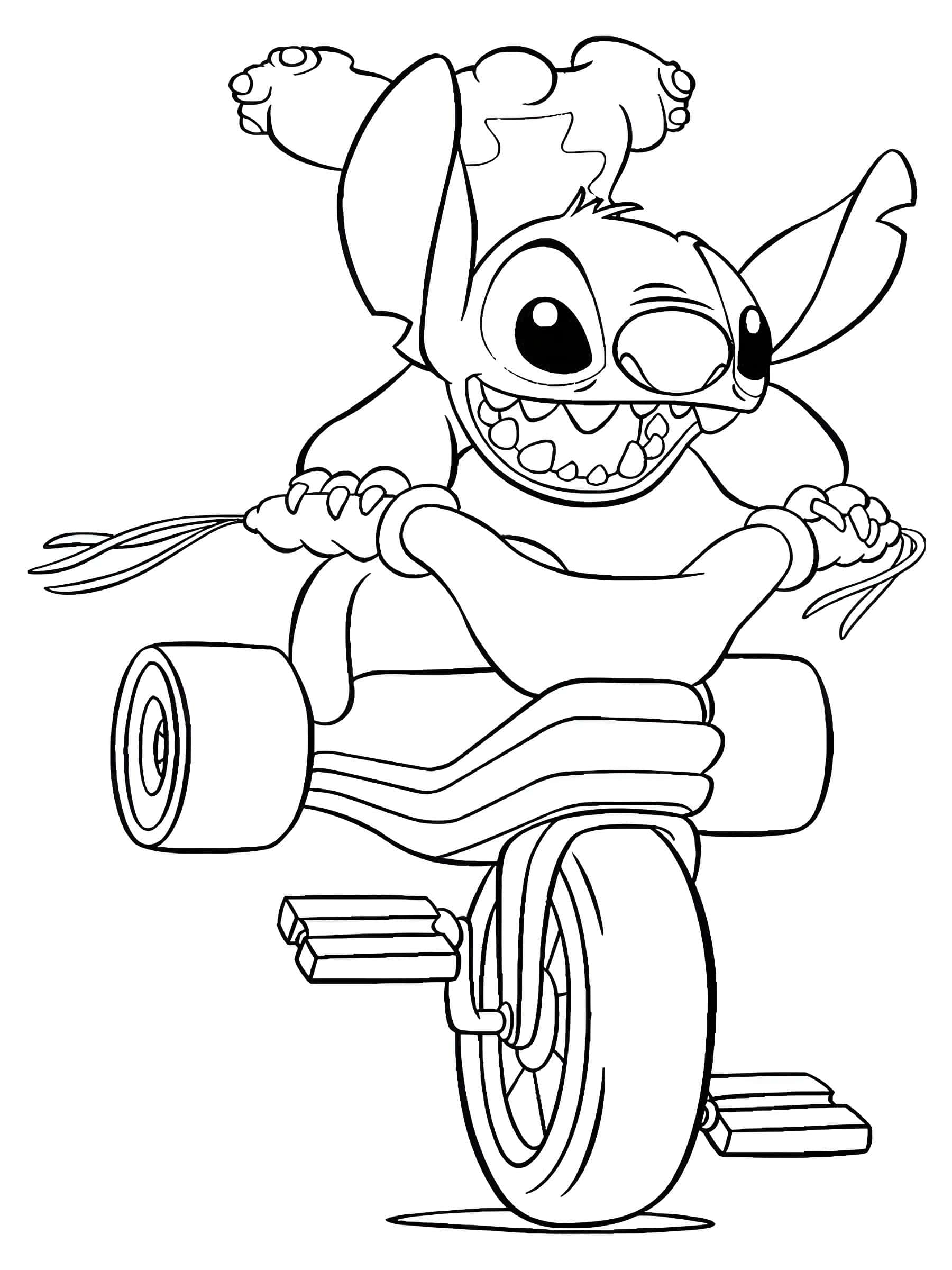 Fargeleggingsbilde: Fargeleggingsbilde Stitch på sykkel